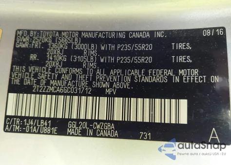 2016 Lexus Rx 350 из США, поврежденный, VIN 2T2ZZMCA6GC031712